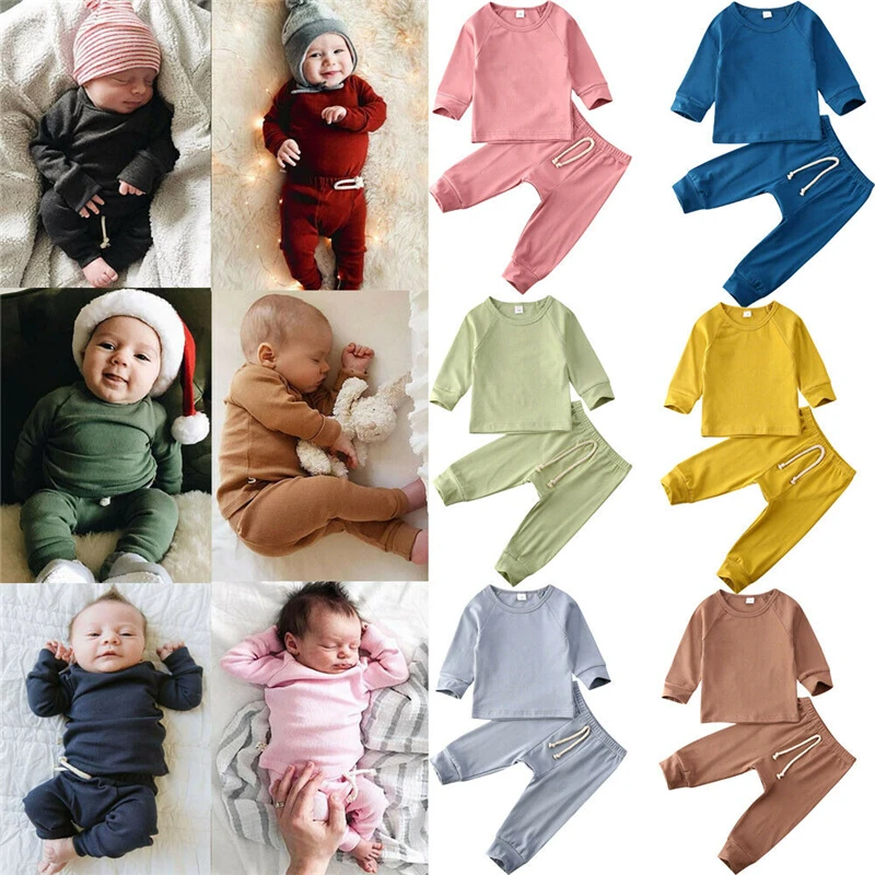 6 Color Autumn Kids Clothes Boys Clothing Set Infant Baby Girls Long Sleeve T-shirt+Pants Outfits Tracksuit | Детская одежда и