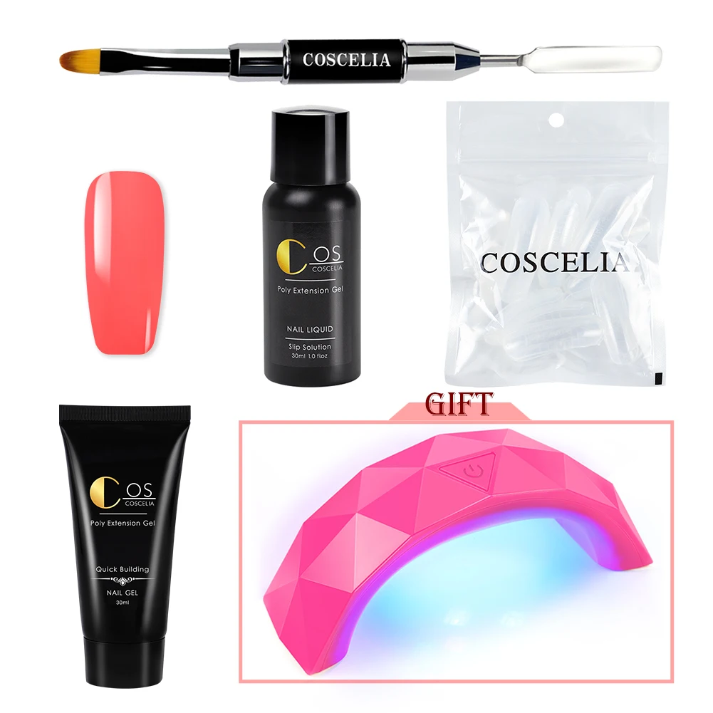Set 02 COSCELIA Светодиодный УФ поли гель Лаки лак для ногтей Гель-лак поли-моментальный эффект! УФ гель Quick строитель расширение камуфляж - Цвет: Set 02