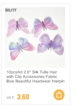 10pcs/lot 2.6'' Silk Tulle Hair with Clip Accessories Fabric Bow Beautiful Headwear Hairpin HDJ162