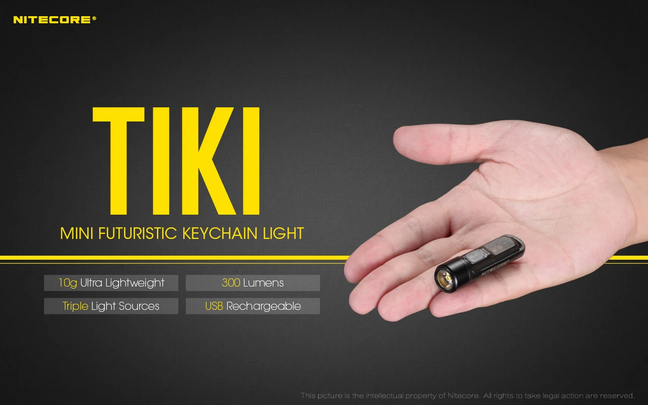 100% Original NITECORE TIKI GITD TIKI LE 300 Lumens MINI futuristic keychain light USB Rechargeable mini led torch