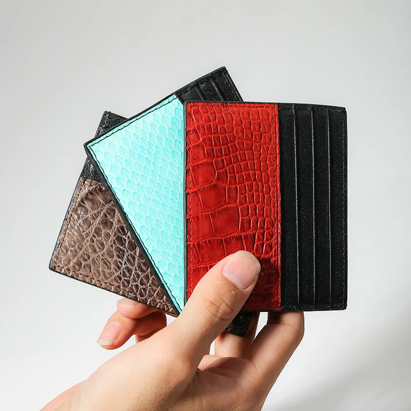 

Wallet Women's Card Bit More Genuine Leather Ultra-Thin Wallet One-piece Bag Women's Small Snake's Skin Card Holder Men's