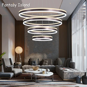 

20 40 60 80 Rings Chandelier LED Ceiling Lights Living Dining room Kitchen Lustre Led Hanging Ceiling Lamp Lighting Fixtures