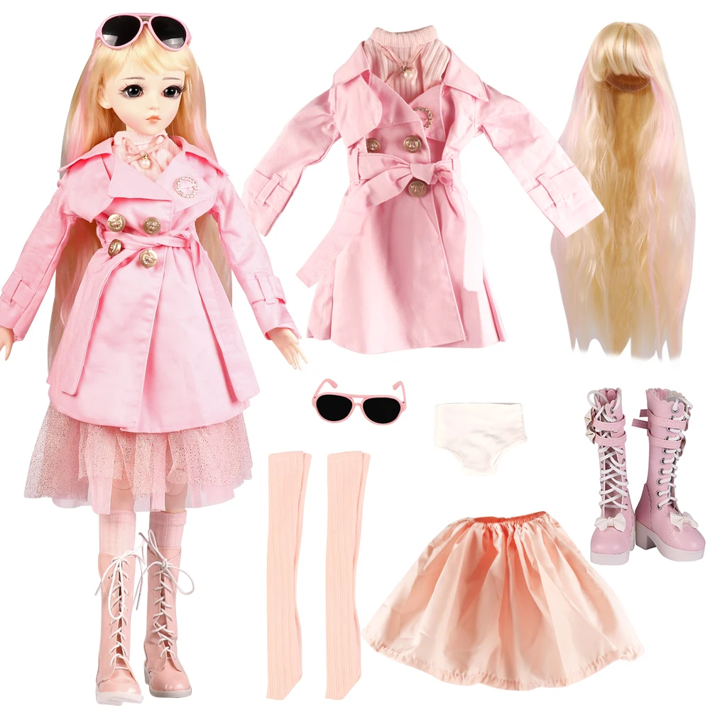 UCanaan 1/3 BJD Doll Accessories Outfits Fashion Clothes Set Wig Shoes For 60CM Dolls Girls DIY Dress UP Toys Accessories 6