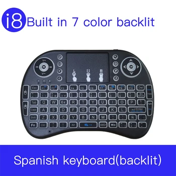 

Spanish 3 Color Backlit I8 Mini Wireless Keyboard Mouse 2.4ghz USB Keyboard for Laptop Smart TV English Russian With Touchpad
