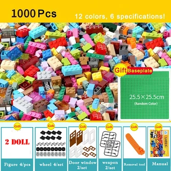 

1000Pcs City Creative Colorful Bulk Sets Building Blocks DIY Educational Technic Bricks Assembly Toys For Children Kids Gifts