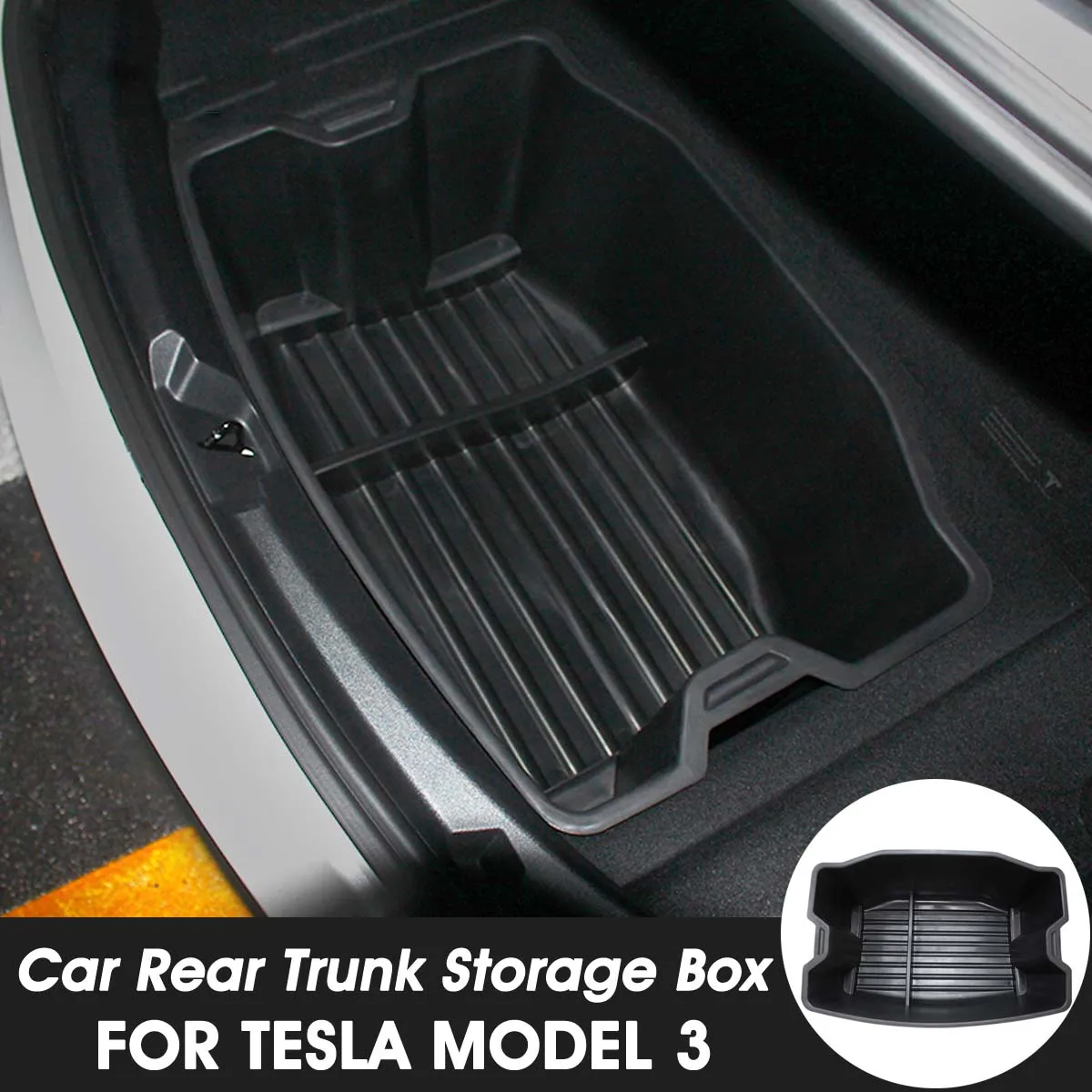 Best Price Audew 1Pc Waterproof Easy installation Car Rear Trunk Storage Box Black PP Auto Rear Container Organizer Tray For Tesla Model 3 Best Price Audew 1Pc Waterproof Easy installation Car Rear Trunk Storage Box Black PP Auto Rear Container Organizer Tray For Tesla Model 3