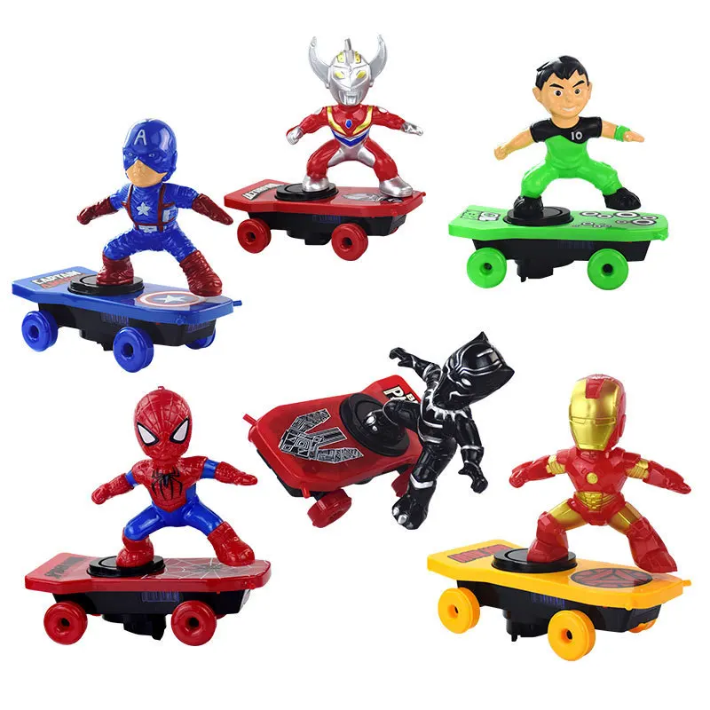 Crianças aranha cavalheirismo dublê skate veículo motorizado rotativa universal rolo música iluminação crianças brinquedos dos desenhos animados