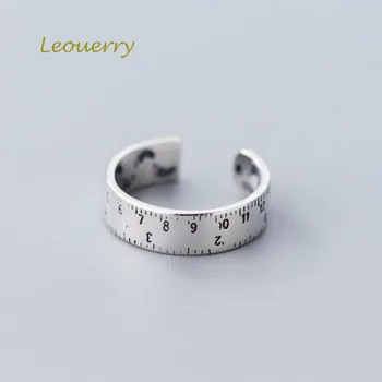

Leouerry Real 925 Sterling Silver Scale Ruler Rings Cute Small Footprint Creative Original Open Rings for Women Fashion Jewelry