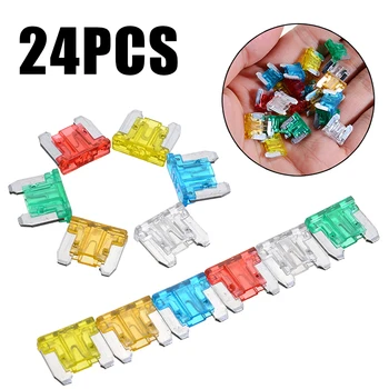 

24pcs Electrical Micro Mini Blade Fuses Assorted Kit Common For Auto Car Truck Low Profile Mixed Color 5A-30A