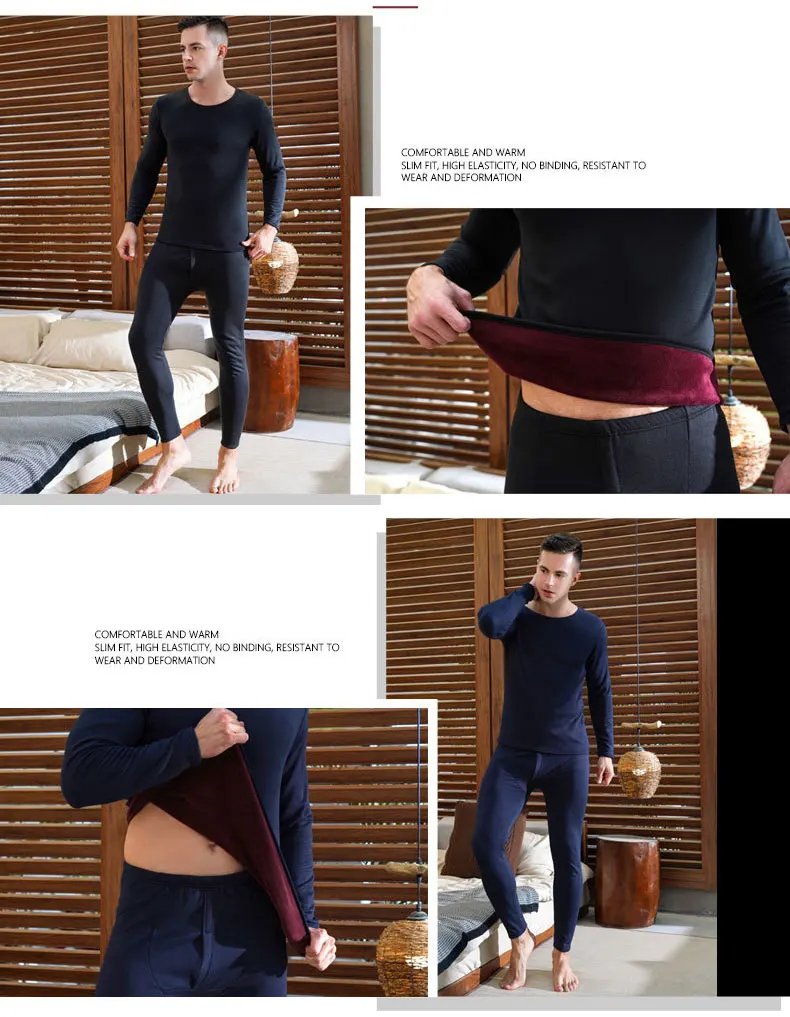 Men's and Women's Seek Thermal Winter Underwear Long Johns Merino Wool Thermo Shirt+Pants Suit Plus Velvet