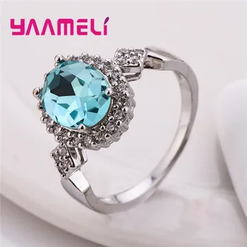 

High Quality Clear Crystal 925 Sterling Silver Rings for Women Oval Cubic Zircon Anniversary Wedding Valentine Gift Anel