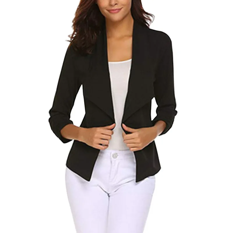 

Lady Lapel Office Blazer Outwear Business Casual Suit Jacket Tops 2019 New Women Fashion Long Sleeve Slim Fit Solid Color Blazer