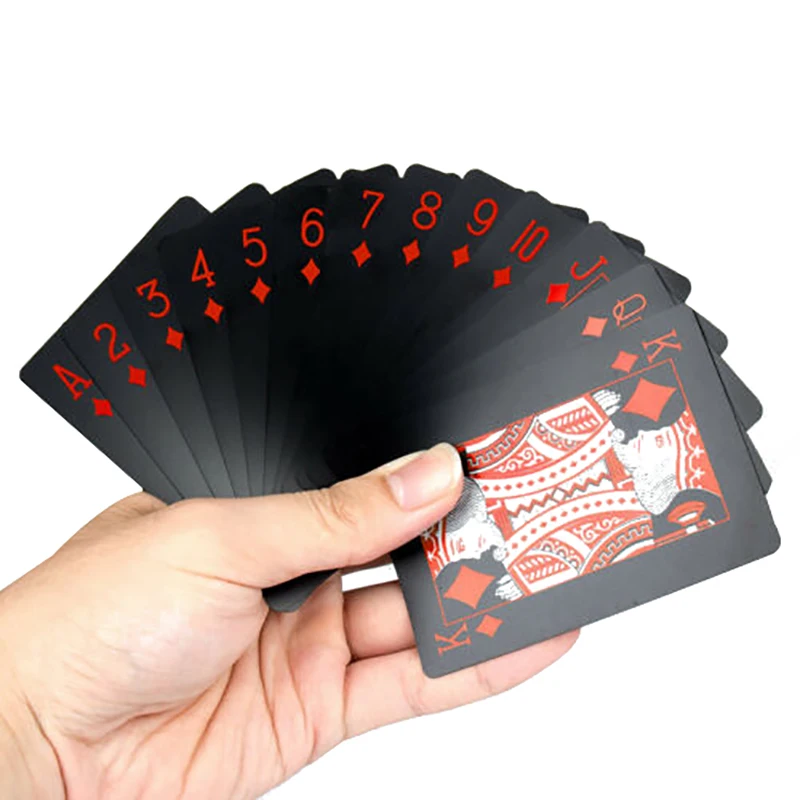 New Waterproof PVC Plastic Playing Cards Set Trend 54pcs Deck Poker Classic Magic Tricks Tool Pure Black Magic Box-packed