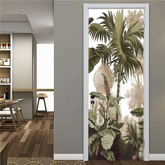 Creative 3D Landscape Door Sticker Custom Size Self Adhesive Wallpaper On the Doors DIY Renovation Waterproof Poster For Bedroom - Цвет: DZMT172
