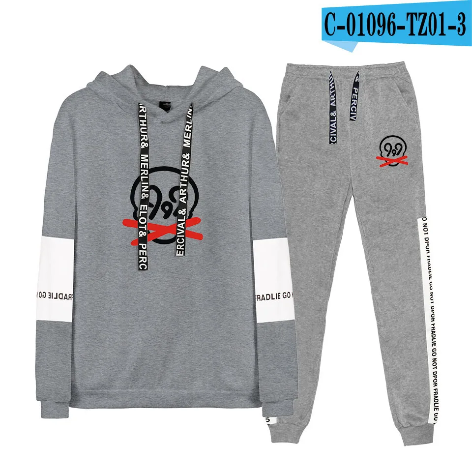 gray hoodie suit Унисекс костюм с капюшоном, толстовка с брюками, зимняя мужская и женская уличная Толстовка в стиле хип-хоп - Цвет: gray hoodie suit