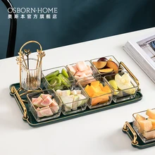 OSBORN Light-plato de cerámica creativa para golosinas de fruta deshidratada, servicio de aperitivos, bandeja para servir Tapas, frutos secos, aceitunas