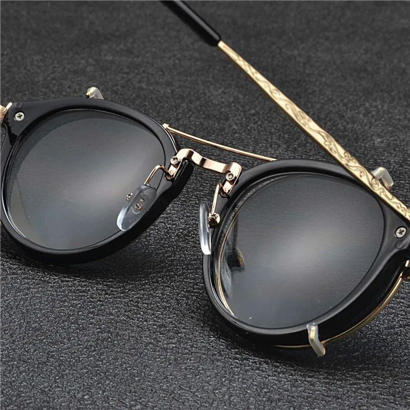 Металлические солнцезащитные очки в стиле панк для мужчин и женщин, круглые солнцезащитные очки с оправой, Ретро стиль, мужские и женские черные очки с зажимом, оптические очки NX