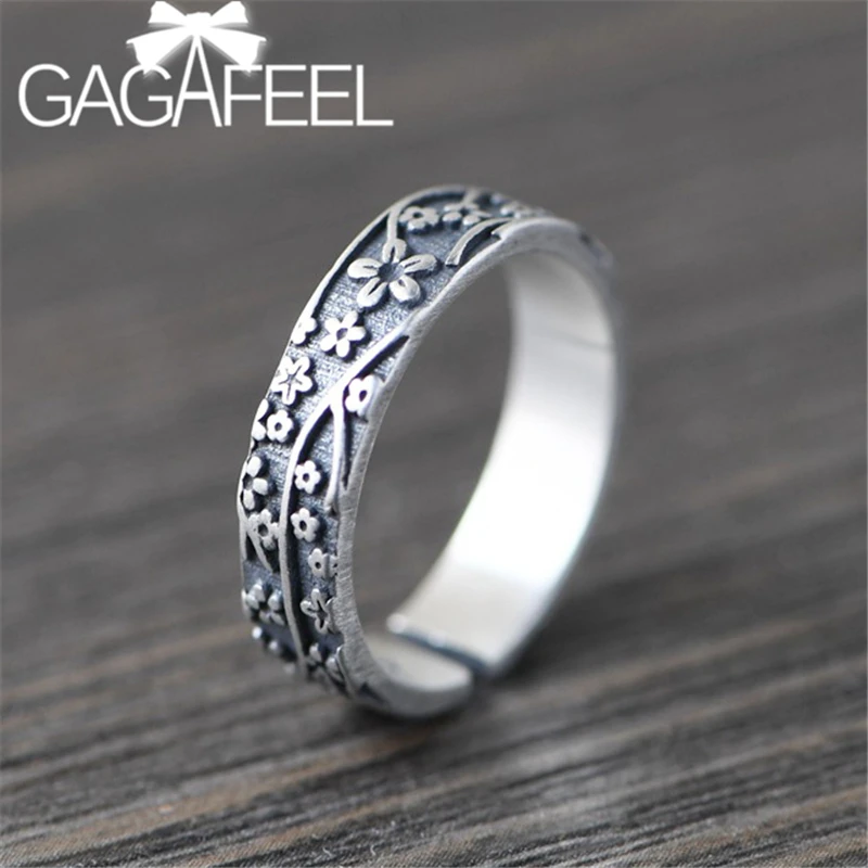 Женское кольцо с цветком сливы GAGAFEEL Элегантное открытое Винтажное из