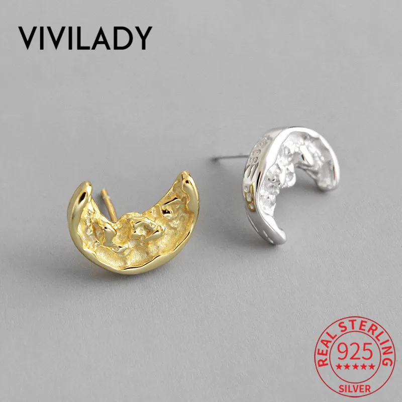 VIVILADY, панк, 925 пробы, серебристый неправильной формы, женские серьги-гвоздики, крошечные, шикарные, золотой, серебряный цвет, женские, на Рождество