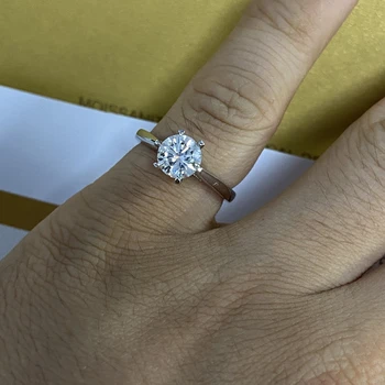 

Classic 925 Sterling Silver Moissanite Ring 1ct GH color Lab Diamond jewelry Simple style Anniversary Ring