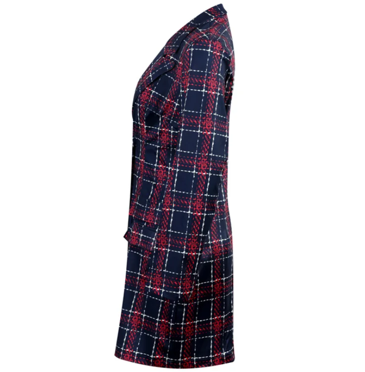 Autumn and winter explosions Plaid print suit Double-breasted Blazer Jacket Women elegant business high waist coat top