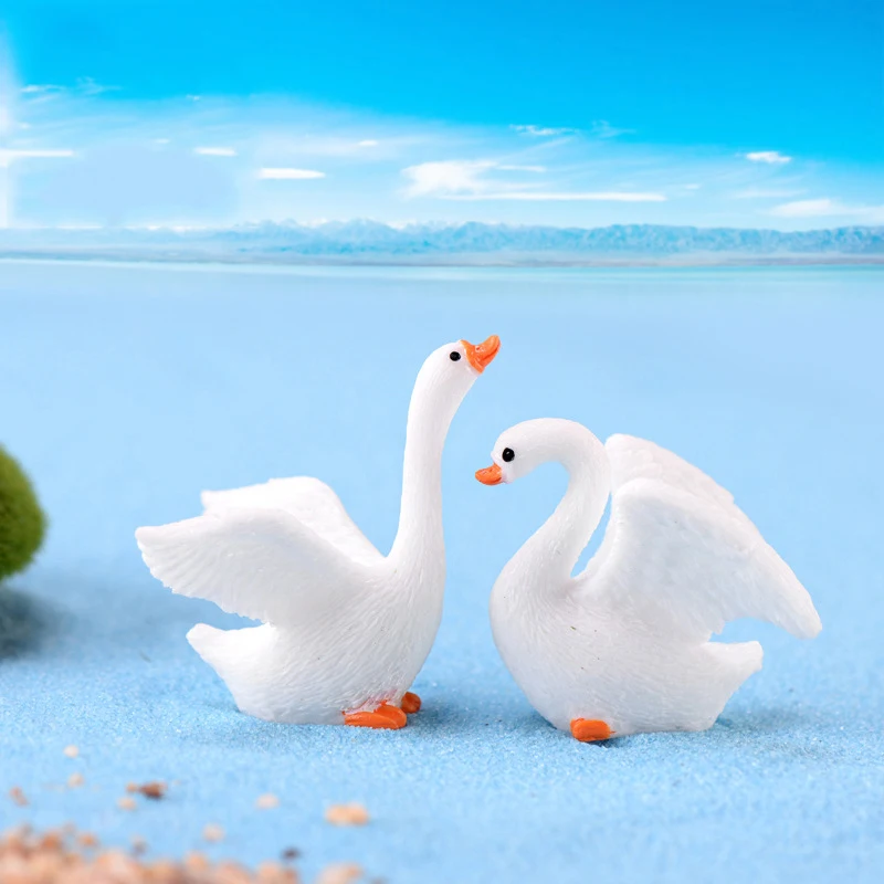 Миниатюрные фигурки гусей для украшения сада 2 шт. статуэтка лебедя | Дом и сад