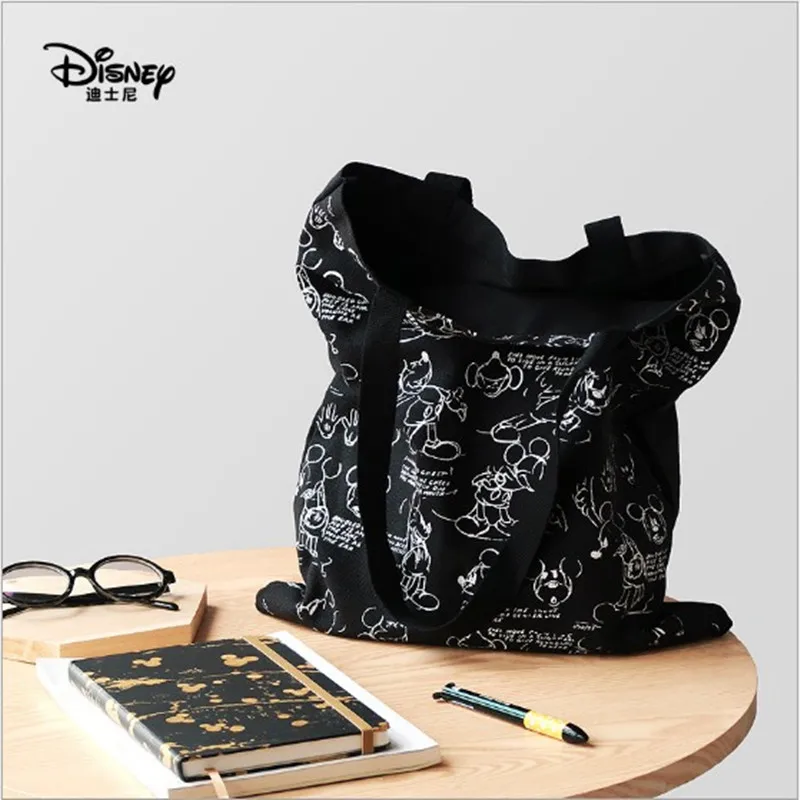 Disney Mickey Mummy хозяйственные сумки Холщовая Сумка с рисунком леди пеленки сумка женская сумка сумки на плечо модная Холщовая Сумка - Цвет: Black