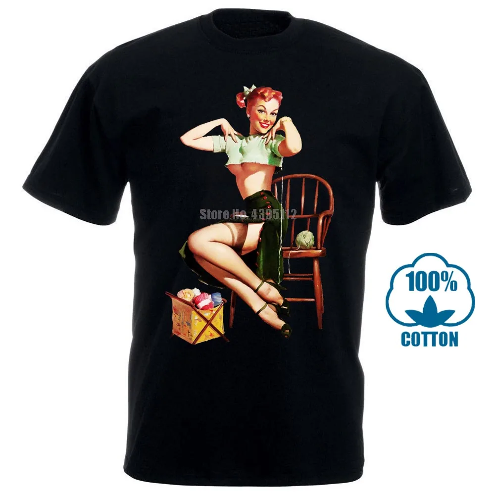 Pin Up Girl Мужская футболка одежда для фитнеса футболки Homme Humour Футболка 100% хлопок