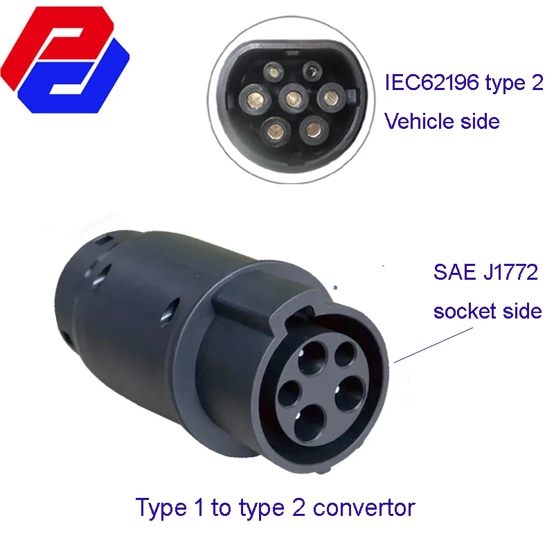 Адаптер для зарядки электромобиля 32A Sae j1772 к IEC 62196 2 штепсельная вилка типа 1 и
