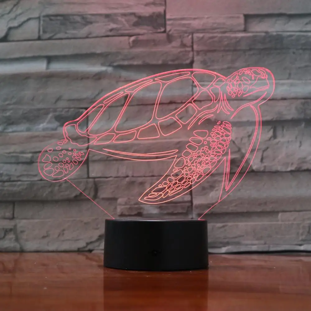 Креативная 3d лампа в виде черепахи настольная морских черепашек RGB детский сон 3D