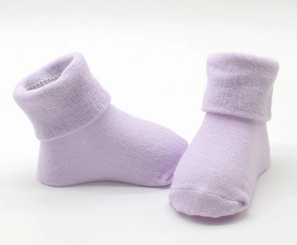 purple Осенне-зимние модели, красивые хлопковые носки в Корейском стиле для малышей хлопковые носки для девочек Детские Носки с рисунком для девочек от 0 до 1 года - Цвет: purple