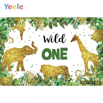 

Vinyl Backdrops Photography Wild One 1st Safari Birthday Party Tropical Palms Tree Customized Banner Baby Photo Background