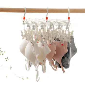 

14/19/29 Clips Foldable Clothing Rack Laundry Clothes Hanger Household Drying Rack for Bra Socks Underware Extendible Clothespin