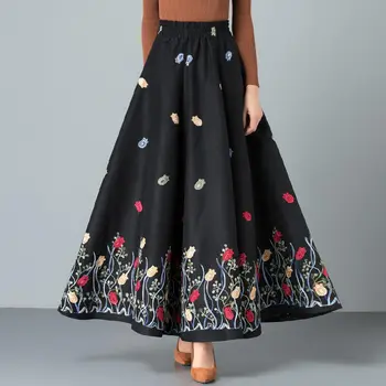 

Vintage Long Skirts Womens Casual Plus Size Maxi Ladies Skirt Elegant High Waist Faldas Streetwear Pleated Skirts Womens Q2711