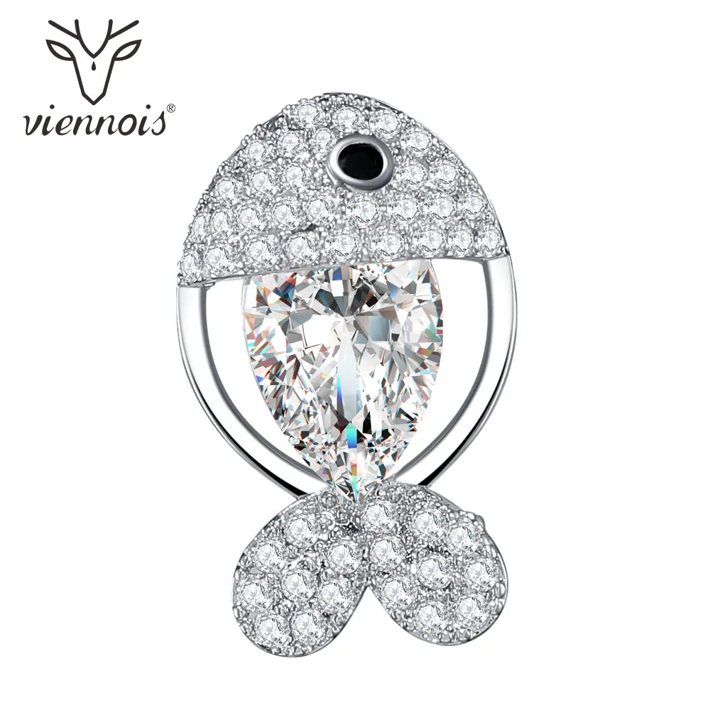Viennois Fish Brooch Pins New Fashion Jewelry Zircon For Women Party | Украшения и аксессуары