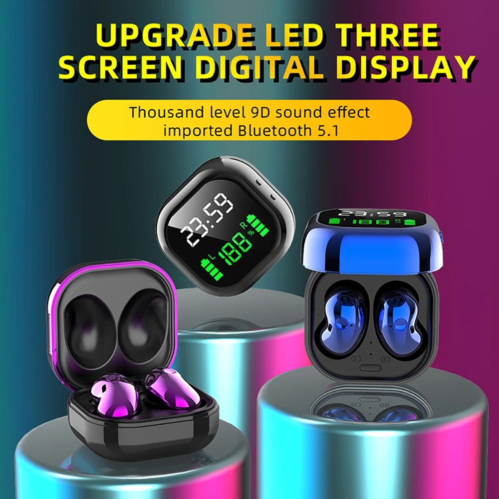 New Mini Bluetooth Headset Wireless Bluetooth TWS 5 1 Headset 9D Stereo Clock Display Microphone LED Color Screen Display