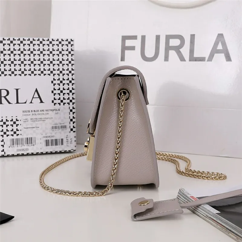 Оригинальные женские сумки FURLA, высококачественные женские кожаные сумки Furla светло-серого цвета, размер S 16,5 см x 12 см x 8 см