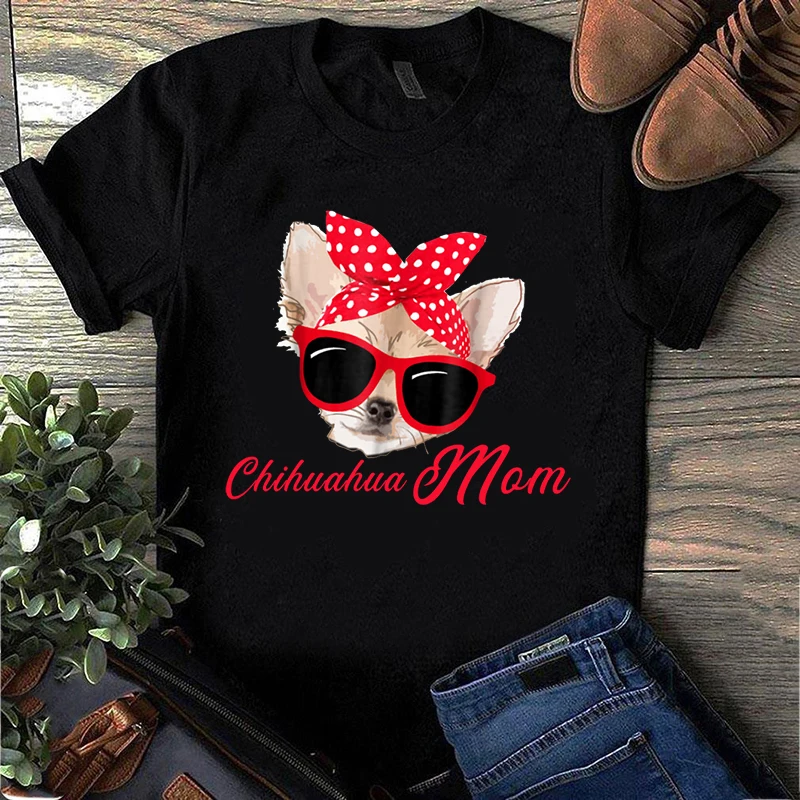 Camiseta de manga corta para mujer, ropa con estampado de Chihuahua I Love Mom Kawaii, camisetas Vintage de estética Harajuku para mujer