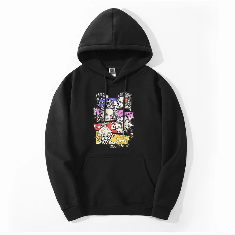 

2021 Autumn Winter Men's Harajuku Big Size Anime Demon Slayer Tanjirou Hoodies Sweatshirt Warm Clothing Breathable Pullovers
