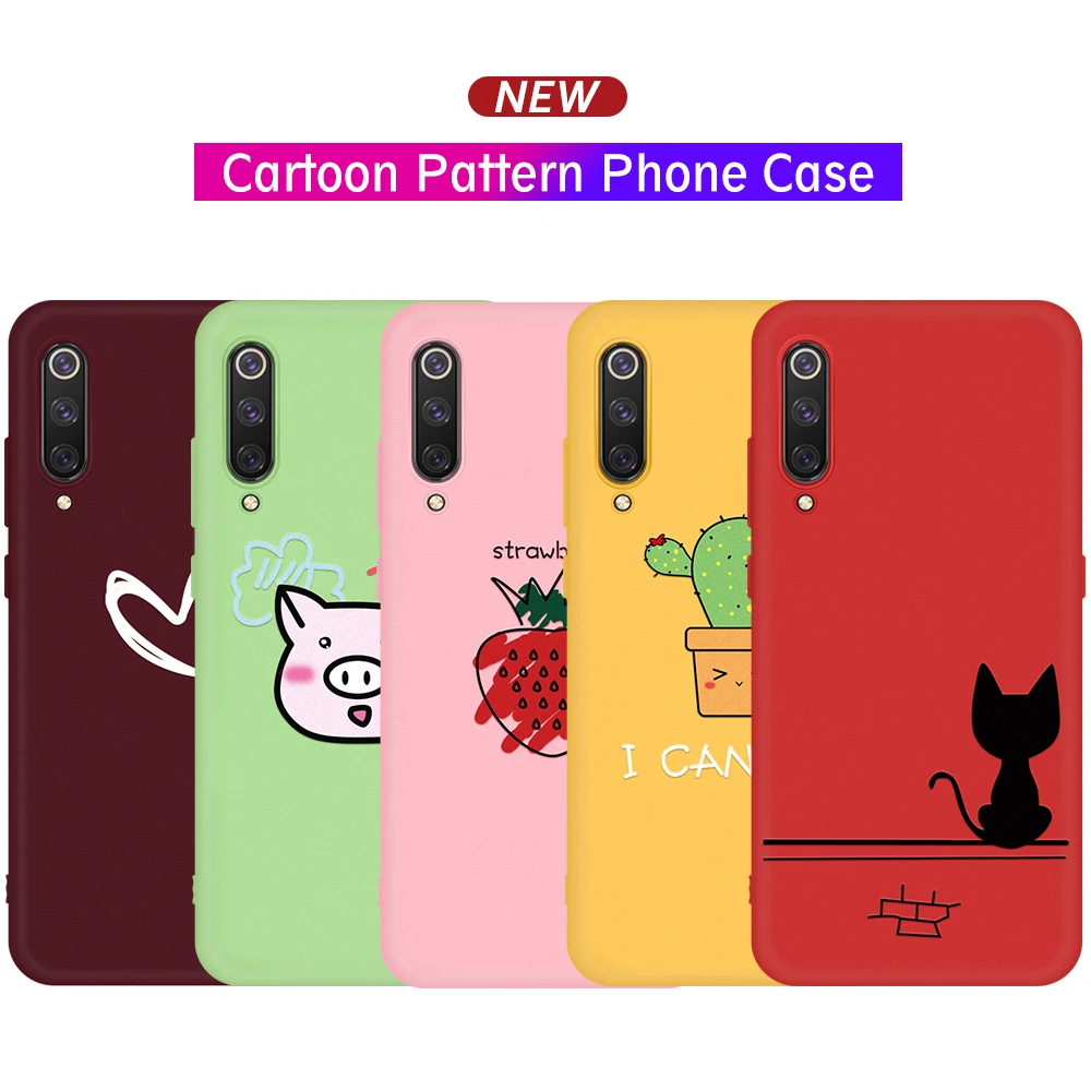 Matte Silicone Phone Cases For Xiaomi Mi 9 SE 9T Pro Cute Cactus Pattern Case CC9 CC9e Soft TPU Back Cover Fundas |