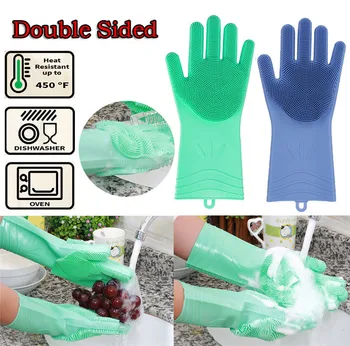 

Magic Silicone Cleaning Gloves Dish Washing Kitchen Accessories Dishwashing Glove Household Tools For Cleaning Car Pet Brush