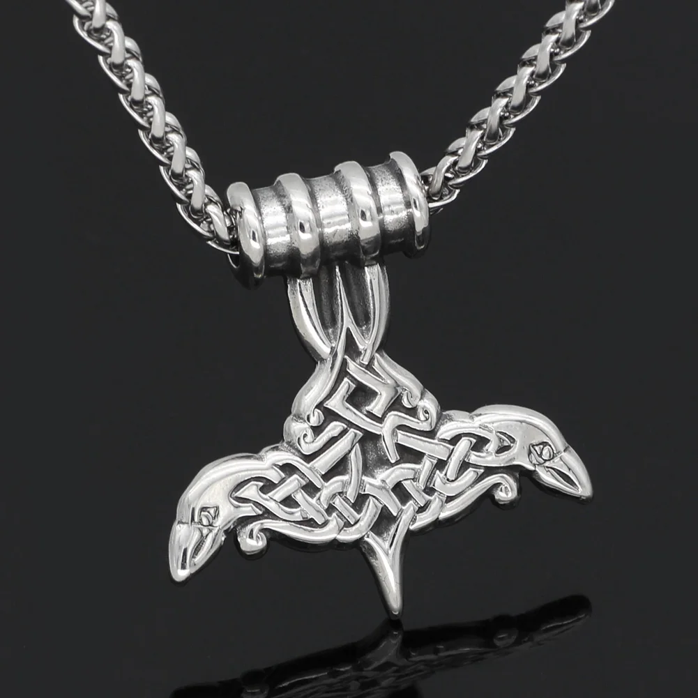 Скандинавский молоток Тора из нержавеющей стали Mjolnir odin Ворон ожерелье с