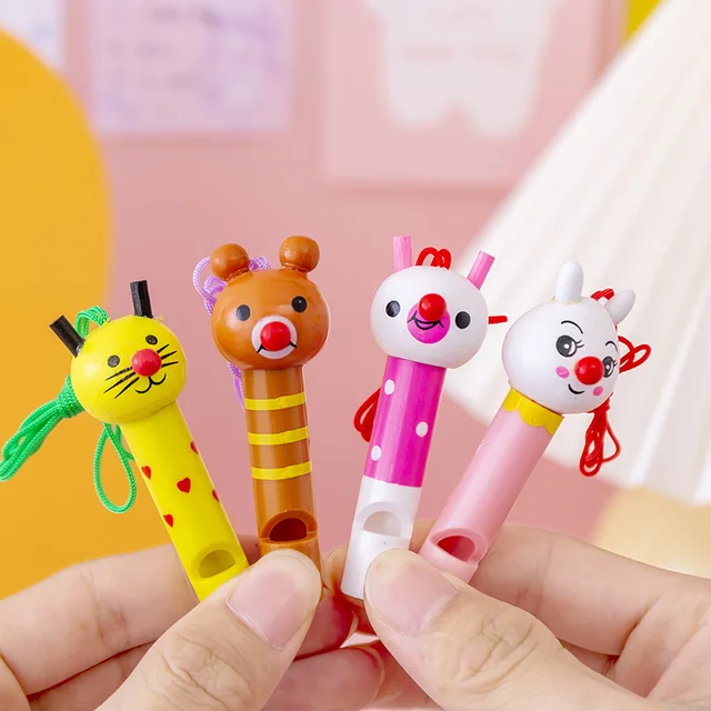 5Pcs Children Wooden Cute Cartoon Animal Small Whistle Baby Early Learning Education Toys Musical Instrument Woodiness Kids Gift 4