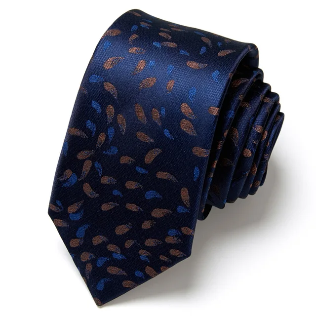 Novelty Ties Men's Fashion Tie  7.5cm Blue Necktie Green & Orange Color Neck Tie For Men Paisley Floral Bowtie Wedding L169