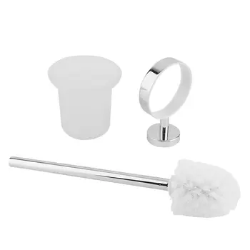 

Chrome Plated Toilet Brush Holder With Toilet Brush JOMOO Wall Mounting Hardened Glass Cup Bathroom Accessories