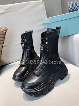 

2020 women's leather platform boots, leather material for drought resistance and warmth