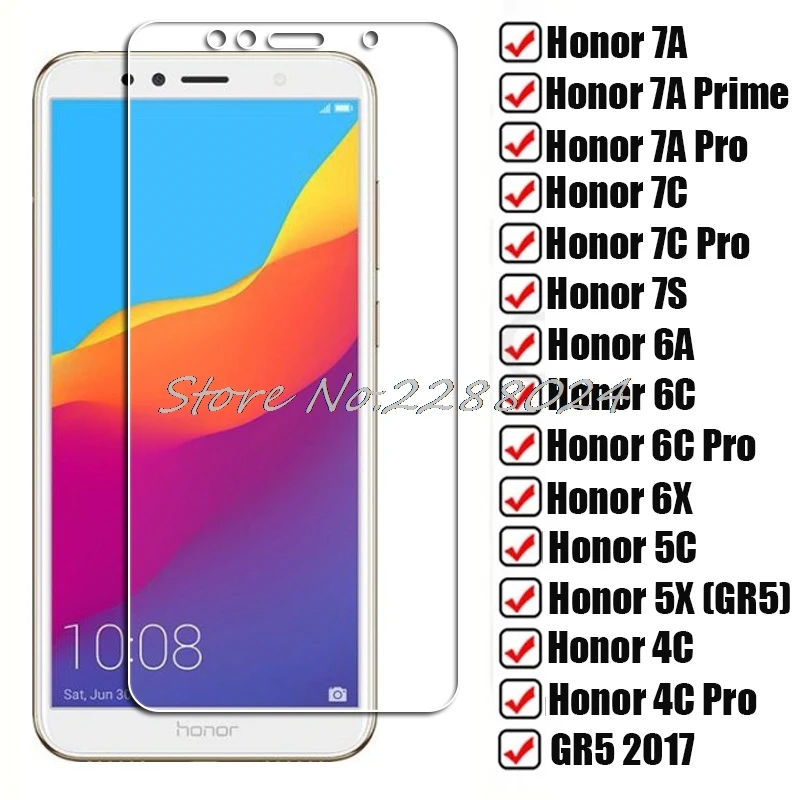 HD Tempered Glass For Huawei Honor 7A Prime 7C Pro 7S 5C 6A 6C 6X 5X (GR5) 20 GR5 2017 Honor7A 7CPro 7APro Screen Protector Film