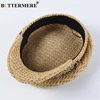 BUTTERMERE Straw Newsboy Cap Women Baker Boy Hat Female Khaki British Style Retro Designer Brand Spring Summer Octagonal Cap ► Photo 2/6