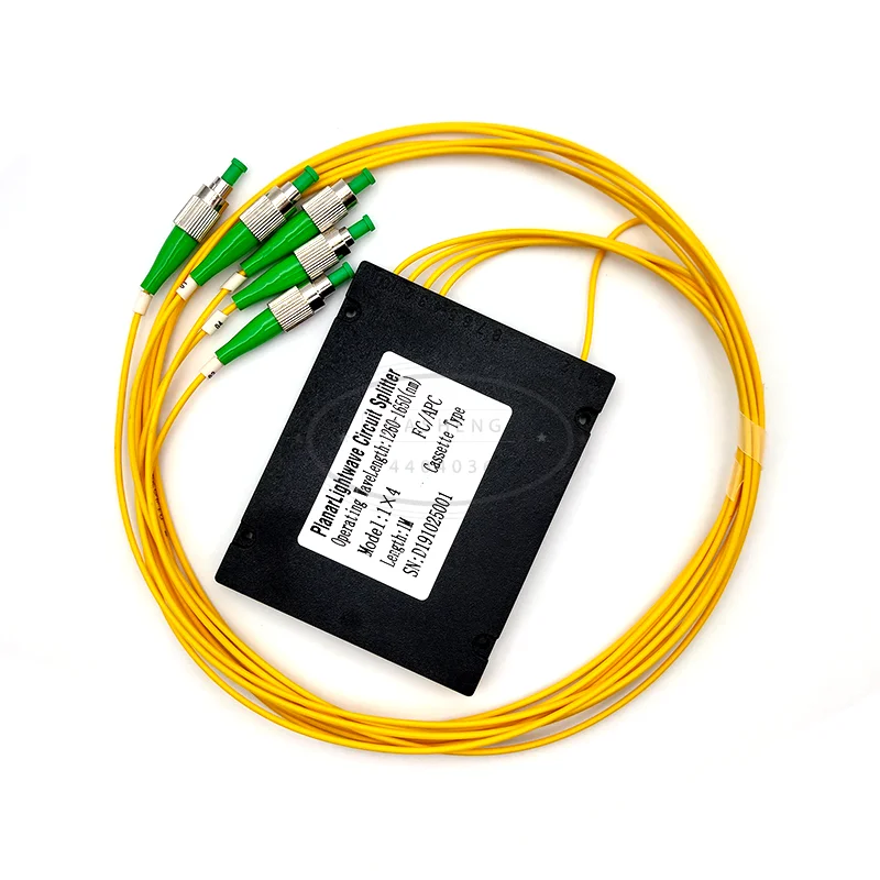 FC/ APC 1x4 PLC Fiber optical splitter single mode with FC APC connector FTTH SC 1x4 PLC ABS optic splitter box