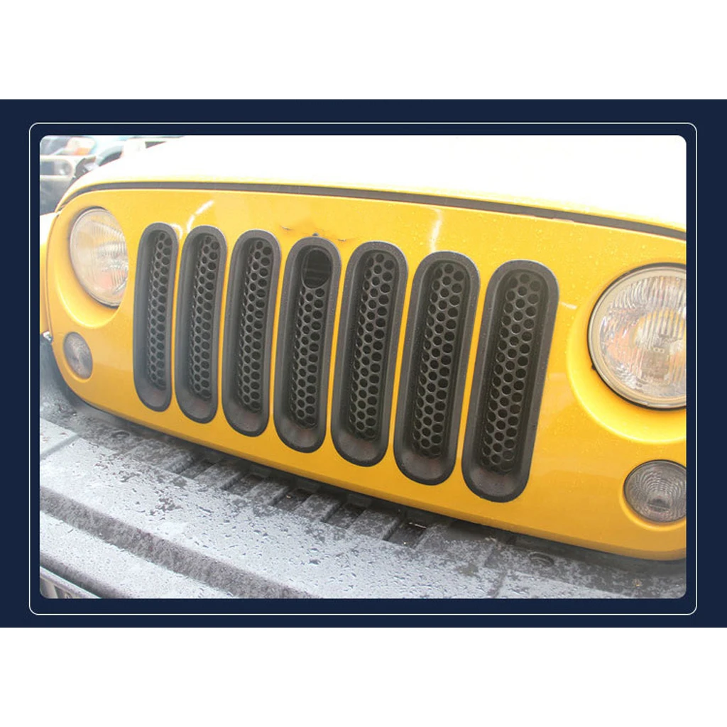 7 шт. передняя отделка решетка крышка вставка сетка гриль оболочка для Jeep Wrangler 07-15